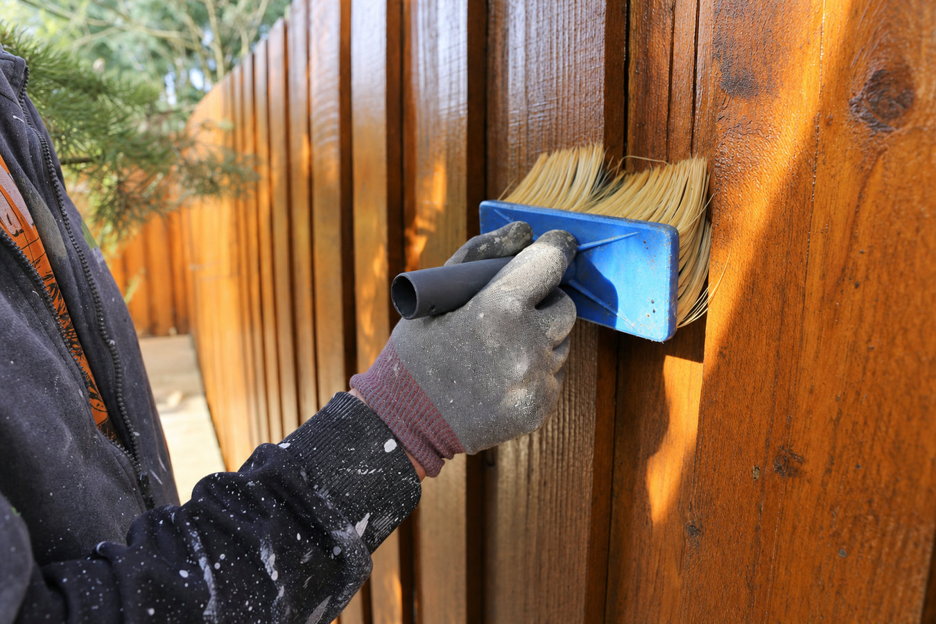 Fence staining and sealing